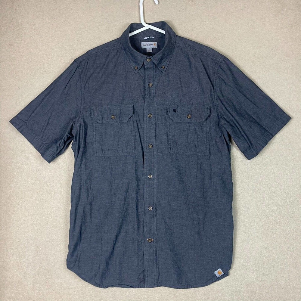 Carhartt Shirt Adult Large Gray Relaxed Fit Workwear Short Sleeve Pockets Mens